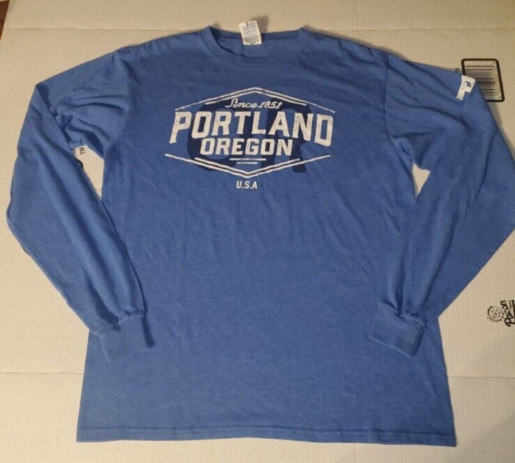 Portland Oregon Since 1851 T-shirt Size Adult Medium Blue Long Sleeve