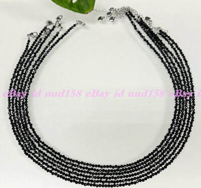 Wholesale Lot 6 Pcs 3mm Natural Black Spinel Necklace Crystal Healing Energy 18''