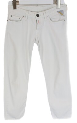 REPLAY Jeans Damen W28 Knopfleiste Tapered Taschen Weiß