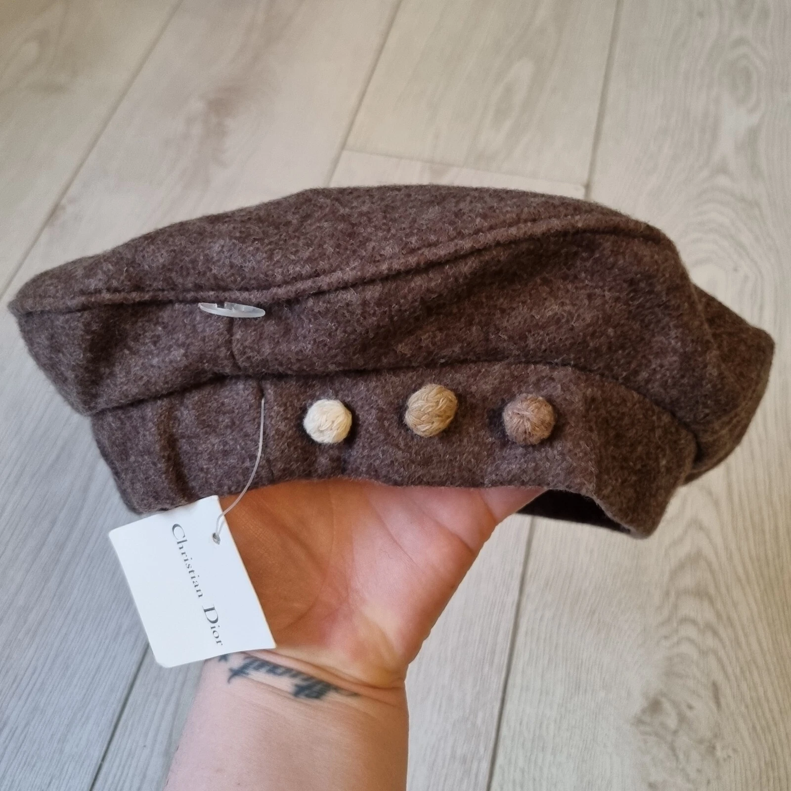 CHAPEAU NEUF CHRISTIAN DIOR MARRON LAINE BOBBLE FILLES BÉRET FRANÇAIS CHIC ÂGE 3 4 5 6 7 8