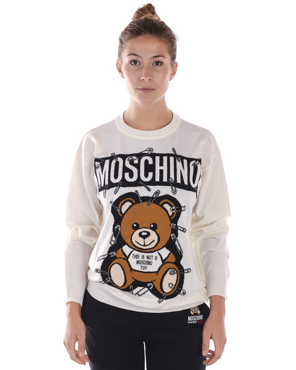 【送料&関税込】Moschino Wool Pullover Moschino Sweater Pullover Wool ITALY Woman White V09195501