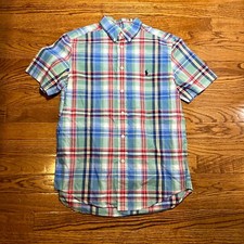 Ralph Lauren Shirt Boys L 14-16 Multicolor Plaid Preppy Pony Button Down Tops