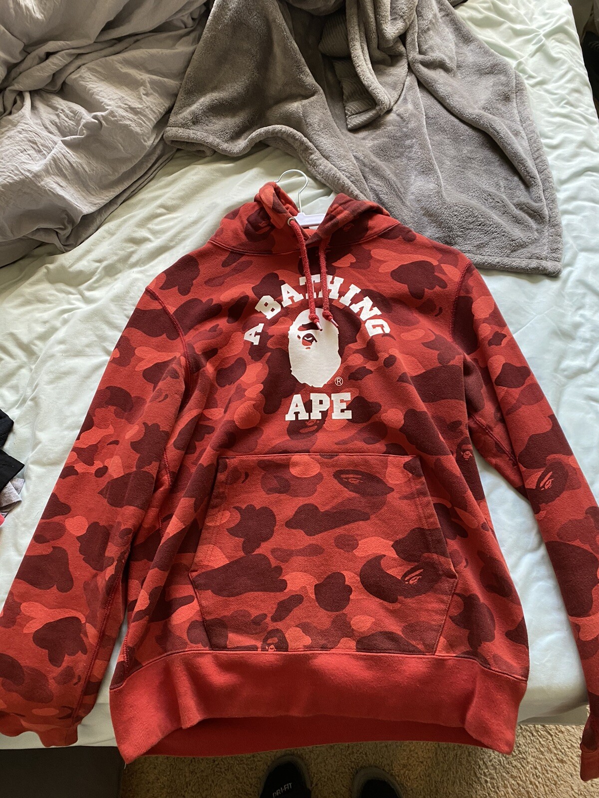 Bape Red Camo College Pullover Hoodie 