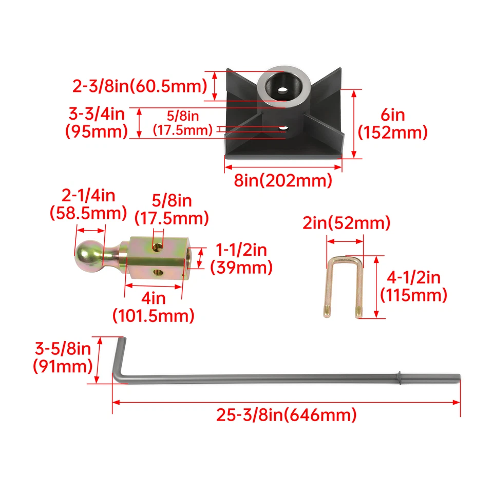 30,000 lbs Universal  6" x 8" Gooseneck Trailer Hitch Flatbed Kit W/ Instruction Foto 2 de 4