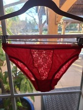 Vintage Body Pride Panty Polyester  Lace Red Bikini Panties Size Med 6