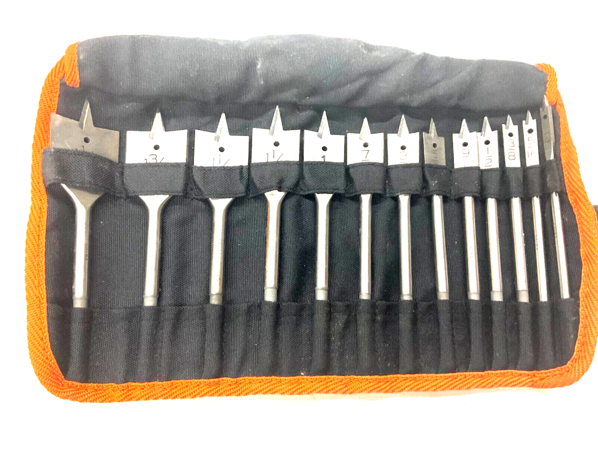 BLACK DECKER TOOLS 1/4” HEX SPADE WOOD DRILL BIT SET, 1/4” to  1-1/2”