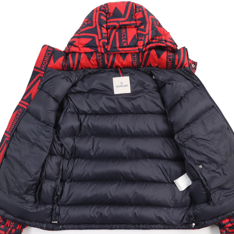 MONCLER Men's Hooded Down Jacket 2021Aw Frioland Logo Rubber Patch Red