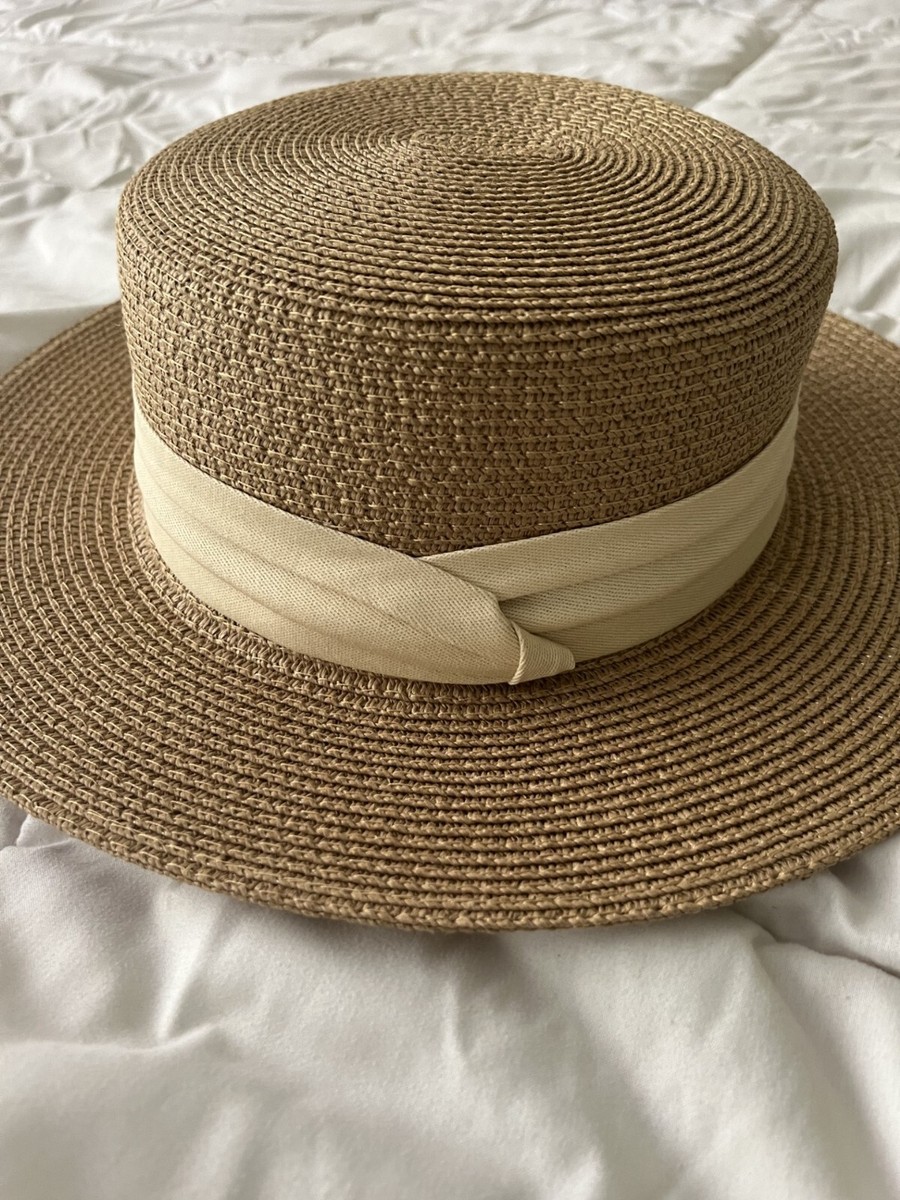 Lanzom Sun Hat for Women Wide Brim Straw Boater Foldable  display picture 1