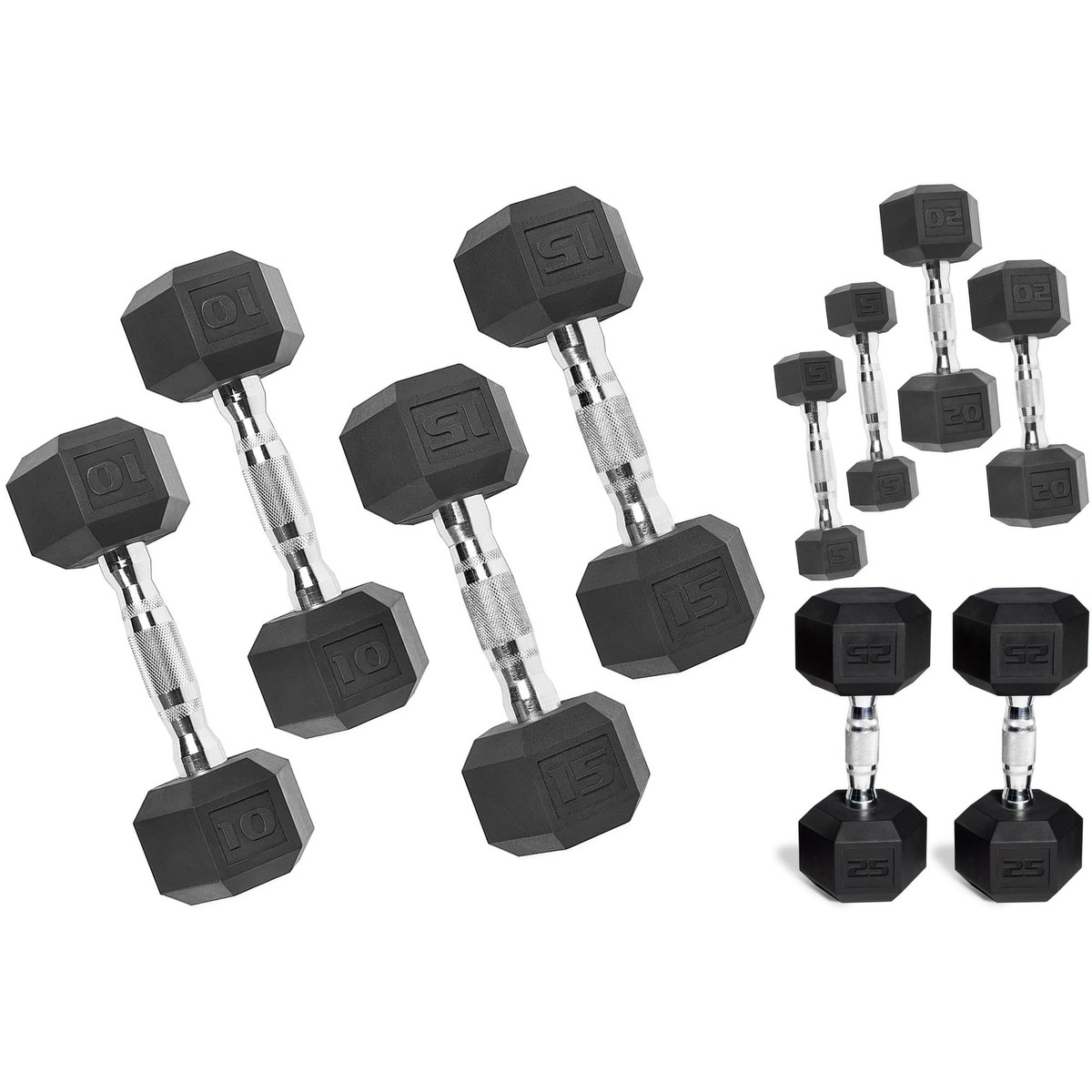 CAP Barbell 150 LB Coated Hex Dumbbell Weight Set with Vertical 150 LB, Black
