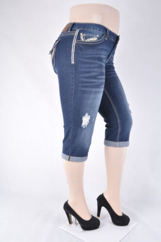 Neu mit Etikett Junior "Aryia" Stretch dunkle Denim-Waschung zerrissen Skinny Caprijeans, WG-232 - Bild 2 von 4