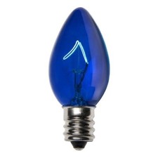 25 C7 Blue Incandescent Christmas Light Bulbs 5 Watt E12 Base