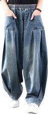 Women Wide Leg Jeans Baggy Y2k Denim Pants Palazzo Jeans Loose Harem Pants Pleat