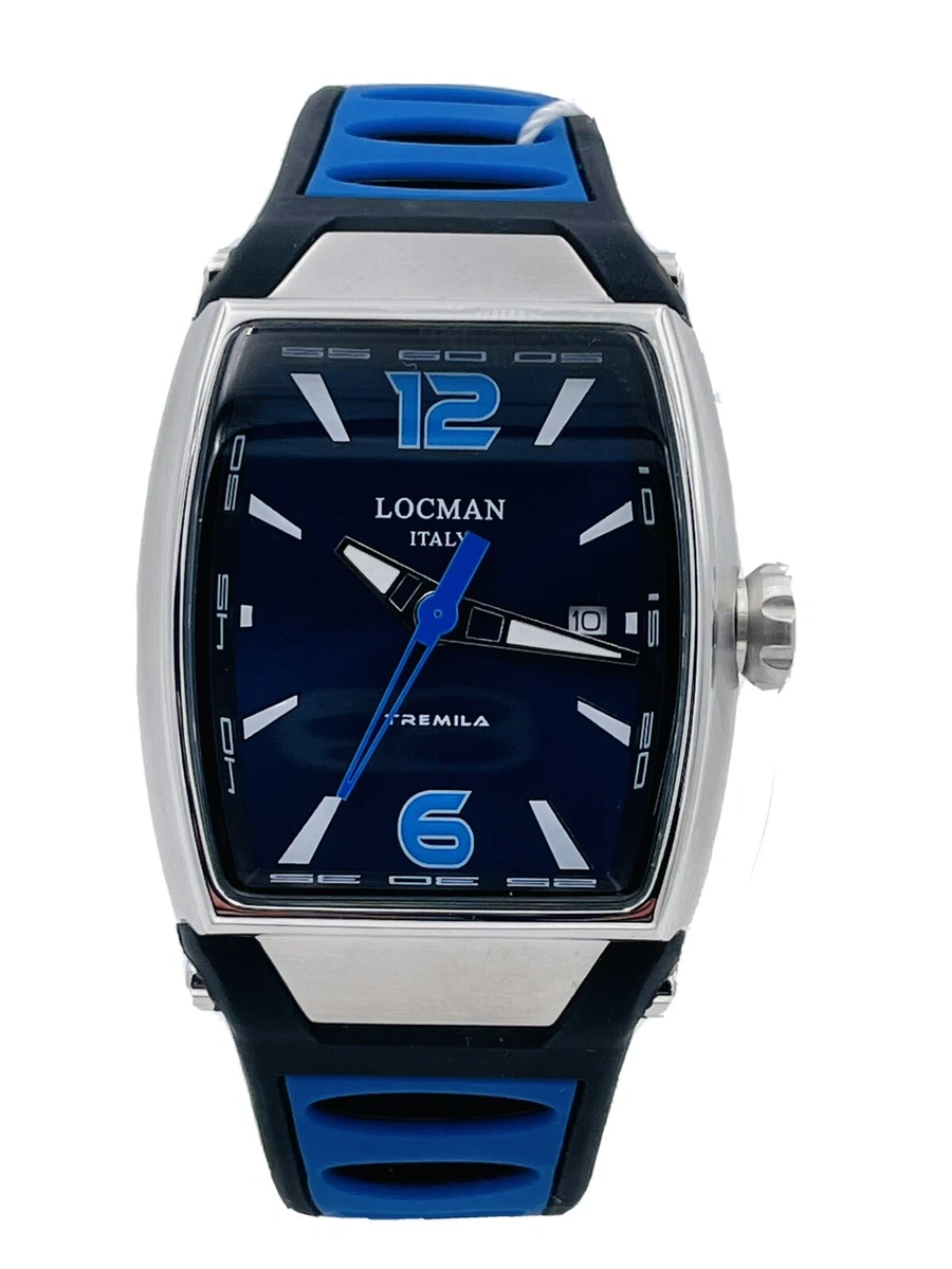 Locman Orologio Uomo Italia Tremila Crono Ref 0550 - Cassa Acciaio/Titanio, Cinturino Gomma Nero, Quadrante Nero/Arancione, 10 ATM