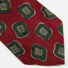 Karl Lagerfeld Mens Neck Tie Red Green Floral 58"x3.75" Foulard Pattern
