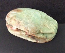 Old Hetian Jade Carved Scarab with Egyptian Hieroglyphics 