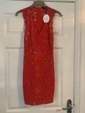 Red Lace Dress By Dainty. BNWT Size M Lined