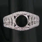 Vintage Round 8MM Natural Diamond Semi Mount Engagement Lady Ring 14K White Gold