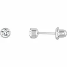 Titanium Crystal Bezel-Set Piercing Earrings