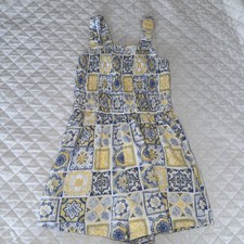 Girls, Abercrombie, Kids, Blue And Yellow Patterned Romper Size 9/10