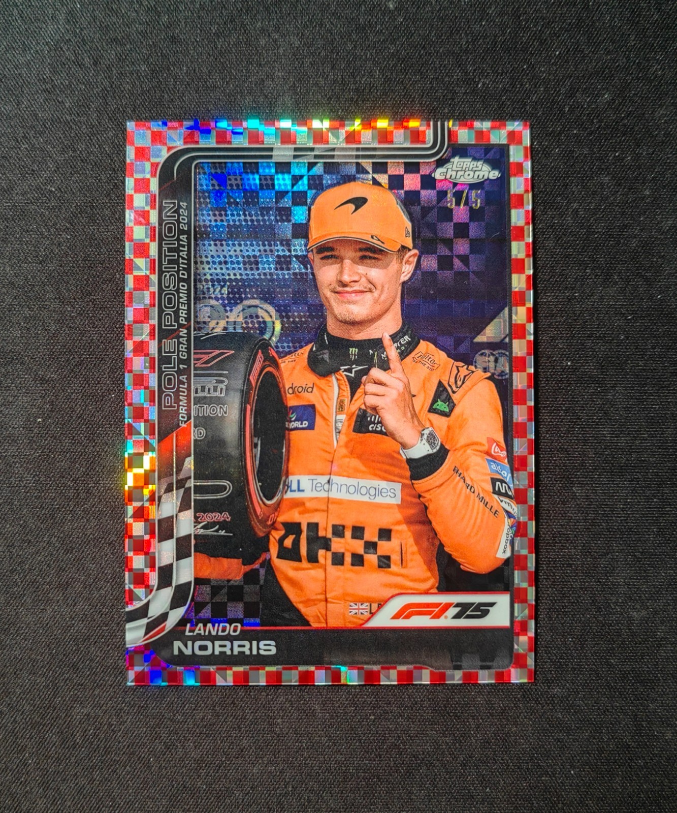 2025 Topps Chrome Formula 1 F1 Lando Norris #120 Red Checker Flag 5/5 SP