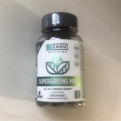 Zhou Nutrition Supergreens Max All-in-One Greens Raspberry Gummy 60 Count