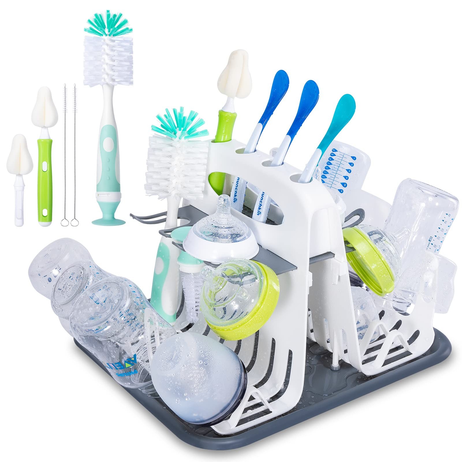 High Capacity Drying Rack with 5pcs Brushes, Deluxe Countert