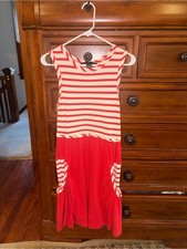 Marc by Marc Jacobs Red Ivory Striped Sleeveless Cotton Dress S