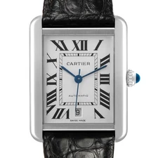 Cartier Tank Solo XL Steel Silver Dial Automatic Mens Watch W5200027 Papers