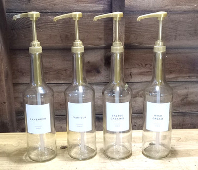 Torani Gold Coffee Syrup Pump  & Empty Bottles 750 ml