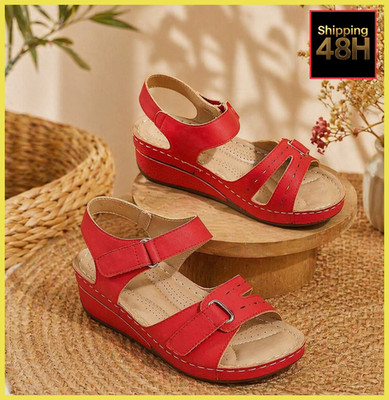 Womens Summer Orthopedic Wedge Sandals Walking Slingback Flat Casual Shoes Size