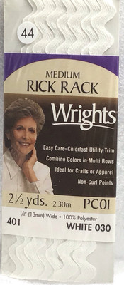 Wrights Medium Rick Rack White 1/2'' x 2.5 Yards 401 White 030