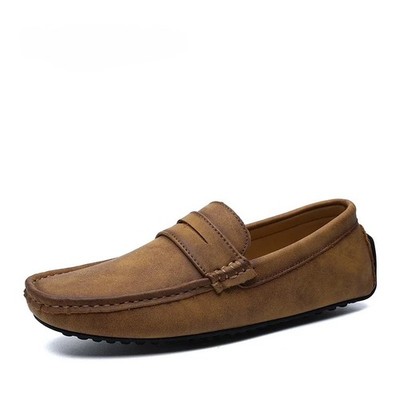 Men's Genuine Leather Casual Shoes Classic Slip on Men's Flats Driving Shoes 