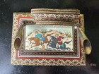 Vintage Persian Wooden Desk Organizer Inlaid Mosaic Art with Brass Pen Holders! — photo 1