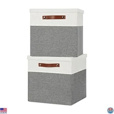 Foldable Cube Storage Bins with Lids, 2-Pack, 13x13x13in, Organize Clothes,