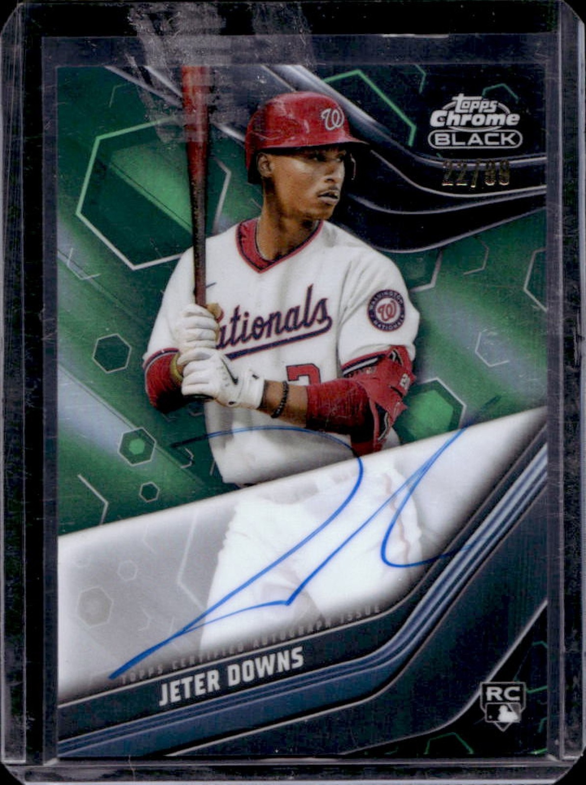 2023 Topps Chrome Black Jeter Downs Auto RC Green Refractor #22/99 Nationals