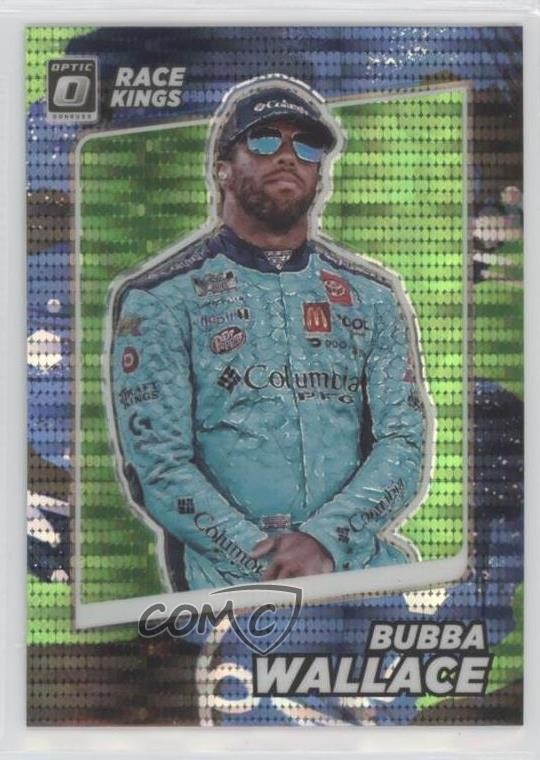2022 Donruss NASCAR Optic Race Kings Lime Green Pulsar Prizm Bubba Wallace o1u