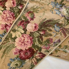 Vintage Ralph Lauren Adriana Made In Italy Tan Floral Sateen King Duvet Cover