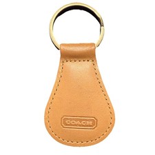 Coach Camel Tan Leather Classic Teardrop Key Ring Keychain Fob Vintage  7210
