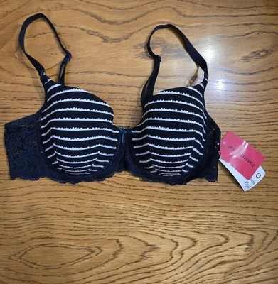 NWT PASSIONATA Women's Navy/White Striped Bra Wire & Lined Sz 34C