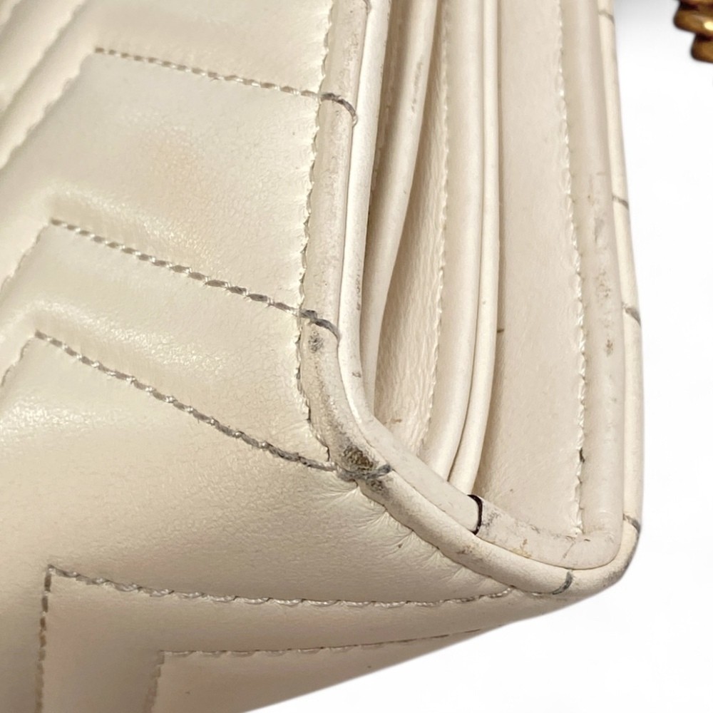 Gucci GG Marmont 474575 Gold Hardware Shoulder Bag Cream Leather Purse thumbnail 13