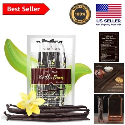 12 Vacuum-Sealed Tahitian Vanilla Beans - Grade A Flavor for Baking & Cooking