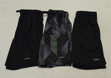 Athletic Works Active Shorts Boys Medium 8 Black Green Training 3PC Lot