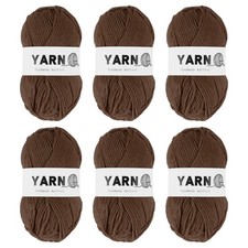 6Pcs Dark Brown Acrylic Yarn 790 Yard 4 Ply Crochet Yarns Sport Weight Yarn