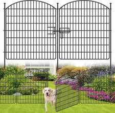 16 Panels No Dig Garden Fence with Gate, 32In X 38.6Ft Decorative Dog Fence Outd