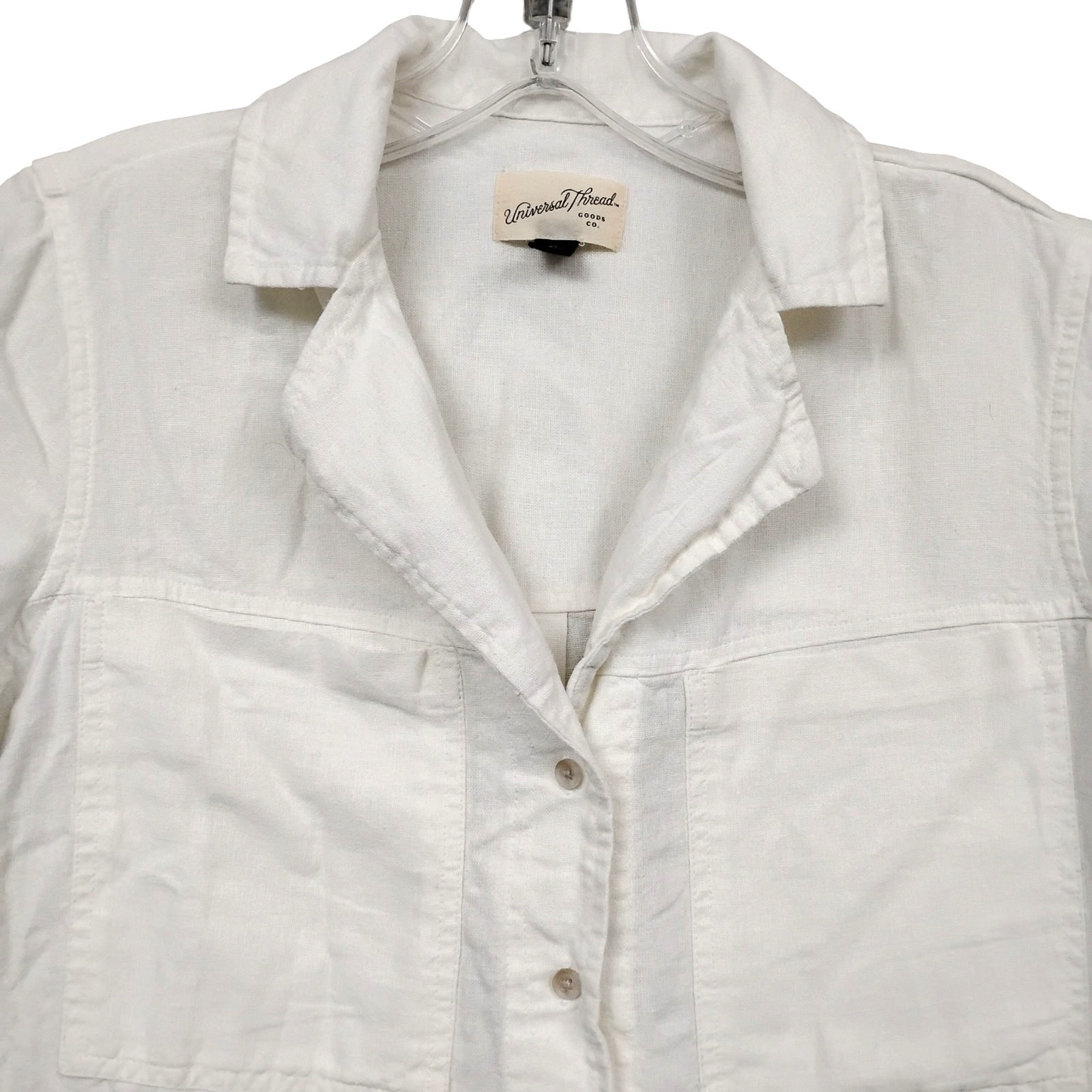 Universal Thread Button Down Shirt XS White Linen… - image 2