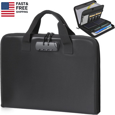 Accordion File Organizer with Combination Lock,Fireproof Expanding File Folder w