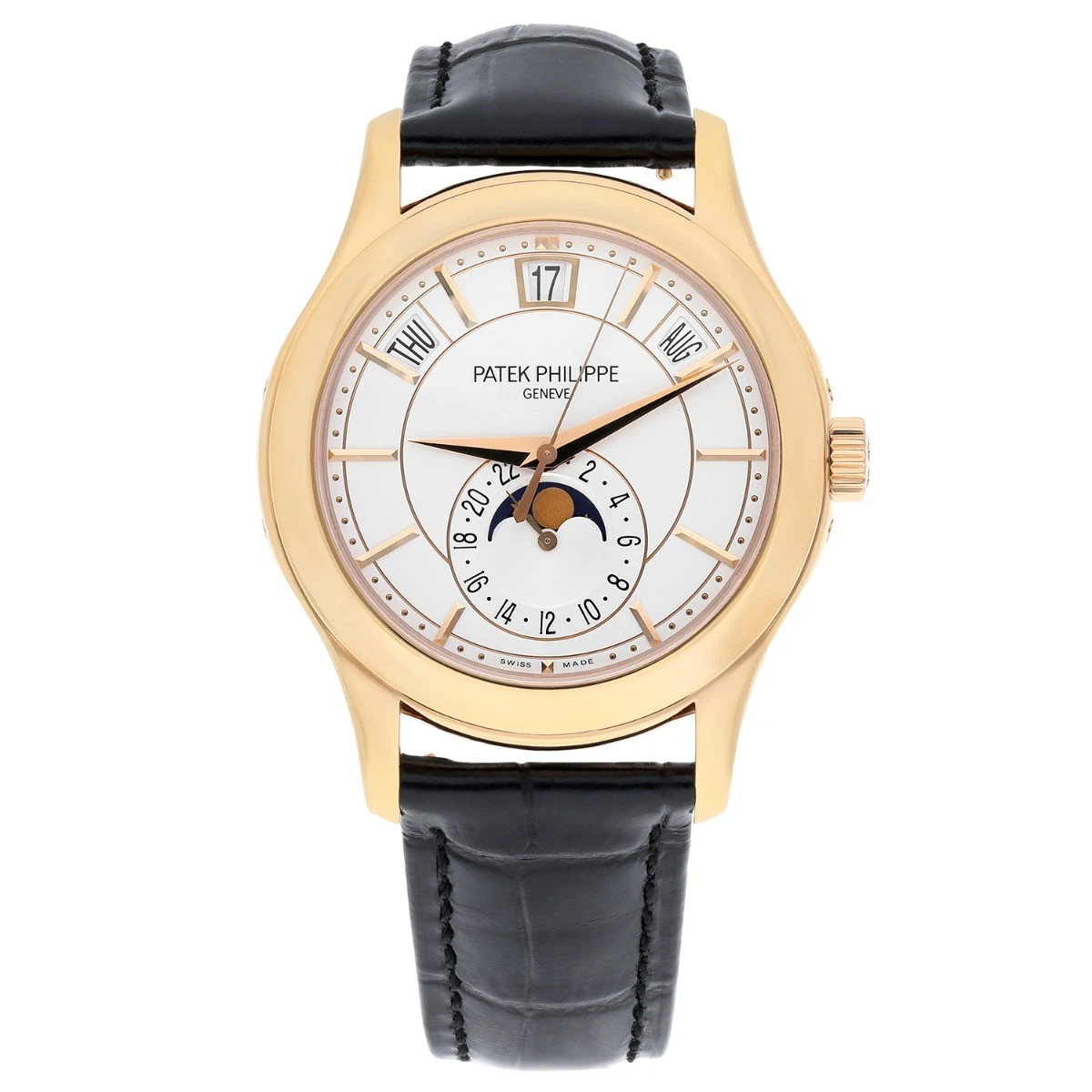 Patek Philippe — Patek Philippe Complications 5205R-001 Rose Gold Silver Dial Mens Watch Complete