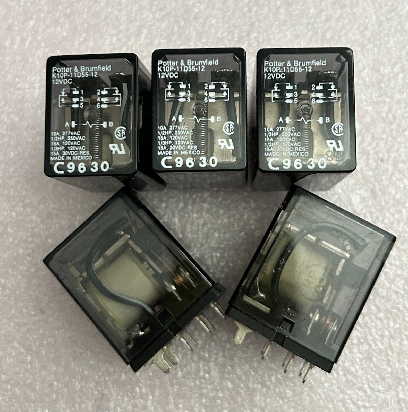 5ea Potter & Brumfield K10P-11D55-12 Relay, 12VDC