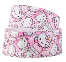 1 inch 1 yard WHITE Kitty Cat Anime cartoon 1166269 Printed Grosgrain Ribbon