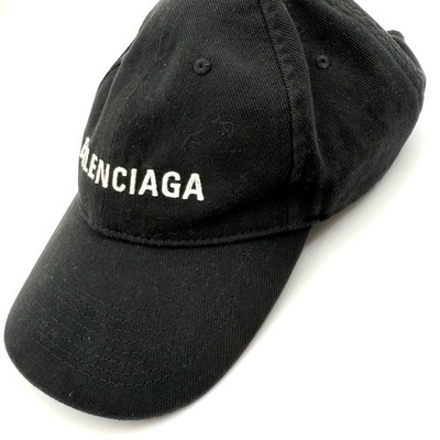 BALENCIAGA Baseball Cap Logo Embroidery Black L 58cm 792 | eBay